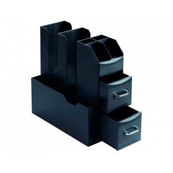 Organizador archivo 2000 hora del cafe varios compartimentos accesorios cafe polipropileno negro