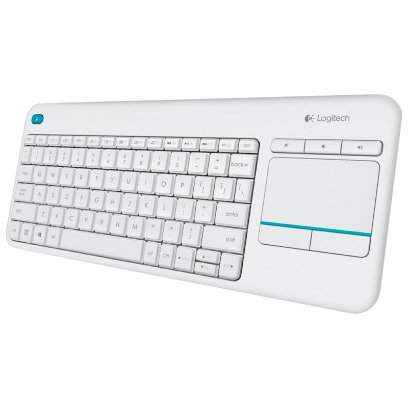 Teclado logitech k400 plus inalambrico touch pad blanco