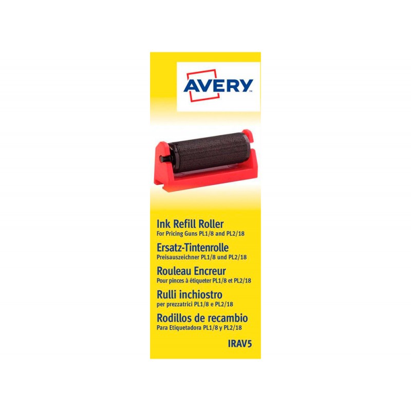 Rodillo entintador avery para etiquetadora pl1 8 y pl2 18 color negro caja de 5 unidades