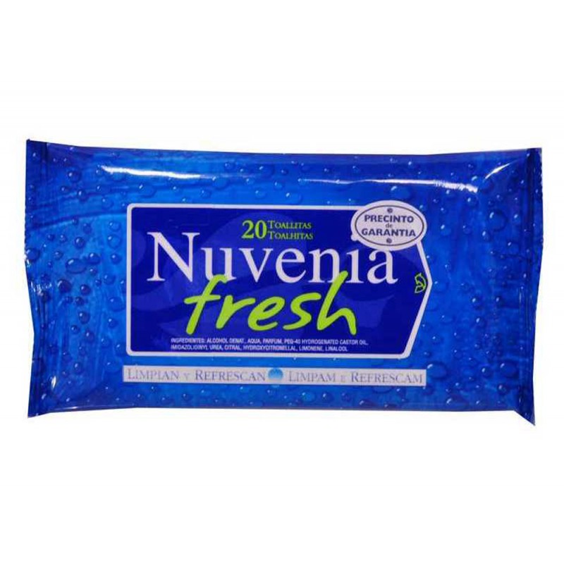 Toallita humeda nuvenia fresh para cara y manos perfume a menta paquete 20 unidades