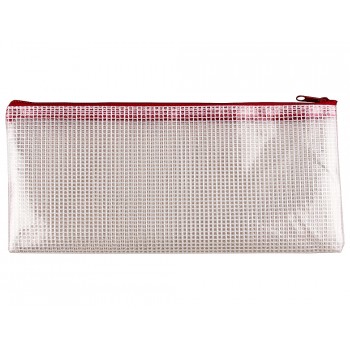 Bolsa multiusos q connect malla cheque 250x115 mm apertura superior con cremallera rojo