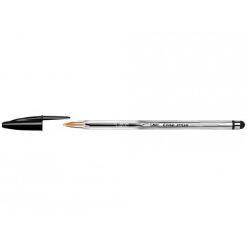 Boligrafo bic cristal stylus con puntero para pantallas tinta aceite punta 1 mm color negro