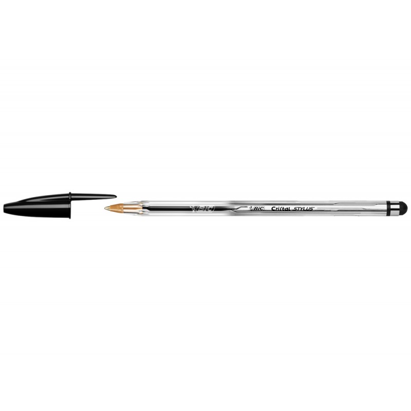 Boligrafo bic cristal stylus con puntero para pantallas tinta aceite punta 1 mm color negro