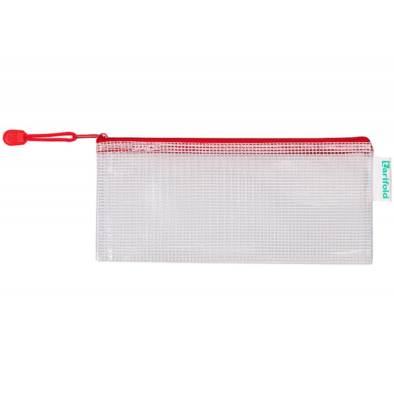 Bolsa multiusos tarifold pvc 250x115 mm apertura superior con cremallera portaboligrafo y correa color rojo