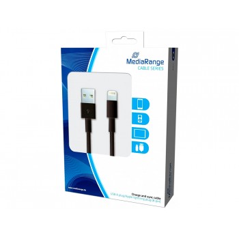 Cable usb 20 a apple lightning mediarange usb 20 longitud de cable 1 mt negro