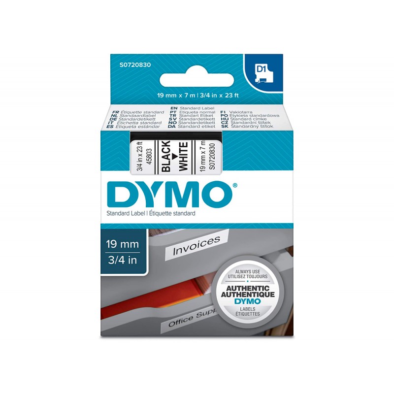 Cinta dymo negro blanco 19mm x 7mt d1