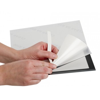 Marco porta anuncios q connect magneto din a4 dorso adhesivo removible color negro pack de 2