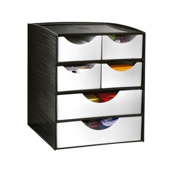 Fichero cajones de sobremesa cep 6 cajones poliestireno color gris y marron especial para snacks 186x185x23 cm