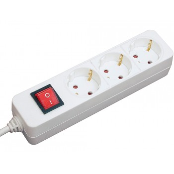 Regleta 3 tomas mediarange blanca con interruptor longitud cable 14m