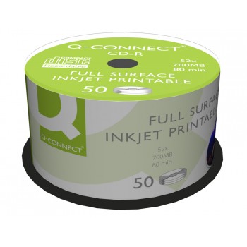 Cd r q connect con superficie 100 imprimible para inkjet capacidad 700mb duracion 80minvelocidad 52x bote de 50 unid