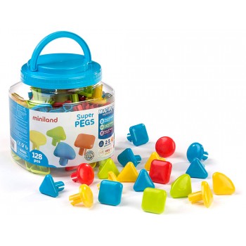 Juego miniland super pegs 128 piezas