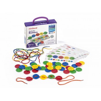 Juego miniland actividades botones 40 piezas 5 cordones