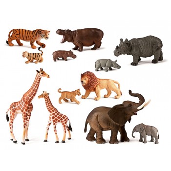 Juego miniland animales selva con crias 12 figuras