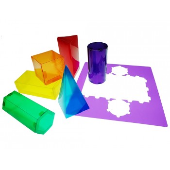 Juego plantillas 3d henbea plastico flexible formas geometricas colores translucidos 35x35 cm set con