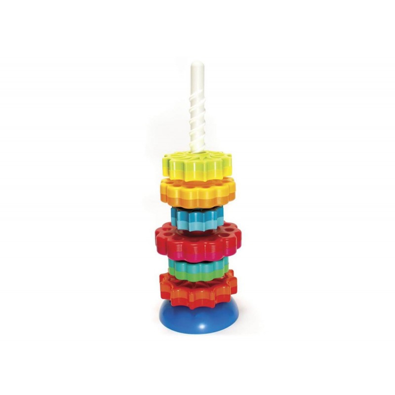 Juego discos spin again fat brain bicolor con base reversible y tubo con rosca 6 unidades colores surtidos