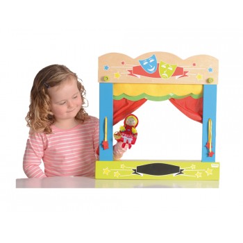 Teatro fiesta crafts de sobremesa marionetas en madera y tela una cara 45x47 cm