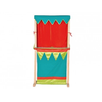 Teatro fiesta crafts marionetas y tienda en madera tela doble cara 100x28x34 cm
