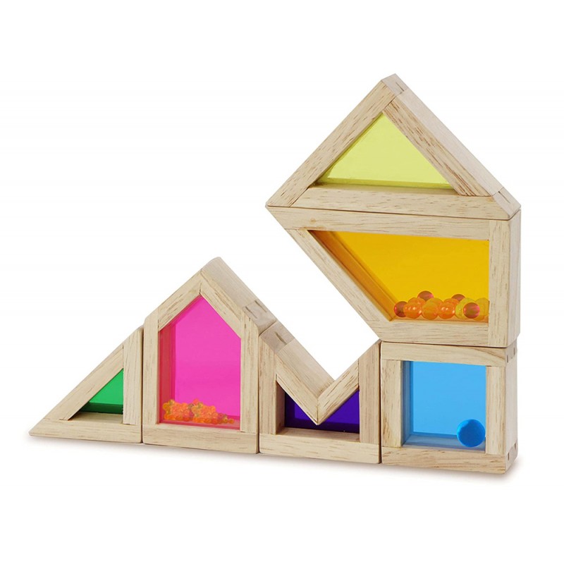 Juego wonderworlds bloques madera con sonido colores transparentes 18x12x3 cm