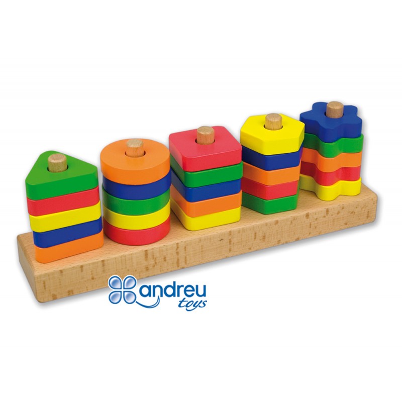 Juego andreutoys manipulacion 25 piezas geometricas 12 plantillas doble cara 328x192x71 cm