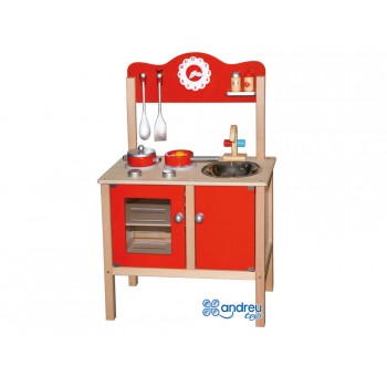 Juego andreutoys cocina madera con complementos 535x295x83 cm