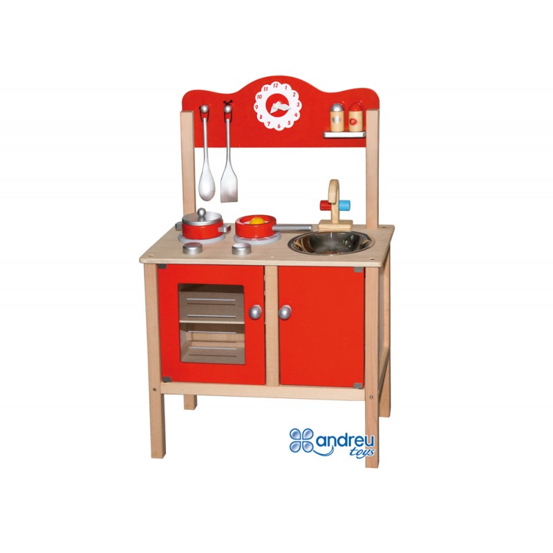 Juego andreutoys cocina madera con complementos 535x295x83 cm