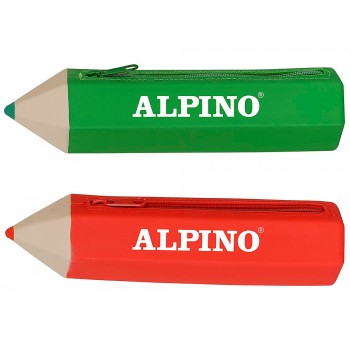 Bolso escolar alpino portatodo forma lapiz soft con 12 lapices de colores