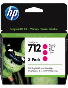 HP 712 Magenta Pack de 3 Cartuchos de Tinta Originales -...