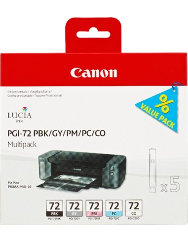 Canon PGI72 Pack de 5 Cartuchos de Tinta Originales - Negro Photo, Gris, Magenta Photo, Cyan Photo, Optimizador - 6403B007