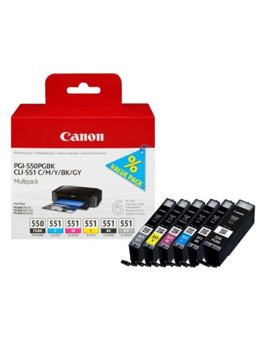 Canon PGI550/CLI551 Pack de 6 Cartuchos de Tinta Originales - 6496B005