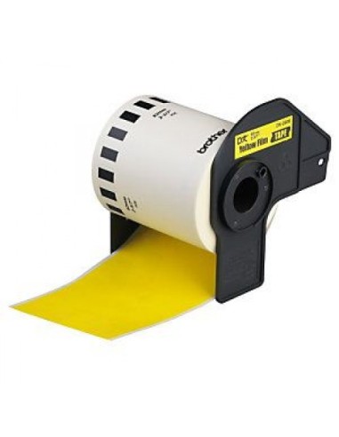 Brother DK22606 - Etiquetas Genericas de TamaÃÂ±o personalizado - Ancho 62mm x 15,24 metros - Texto negro sobre fondo amarillo