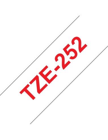 Brother TZe252 Cinta Laminada Generica de Etiquetas - Texto rojo sobre fondo blanco - Ancho 24mm x 8 metros