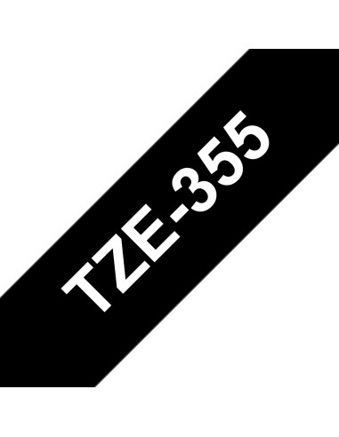 Brother TZe355 Cinta Laminada Generica de Etiquetas - Texto blanco sobre fondo negro - Ancho 24mm x 8 metros
