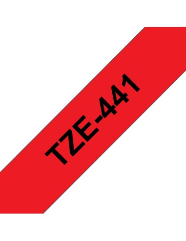 Brother TZe441 Cinta Laminada Generica de Etiquetas - Texto negro sobre fondo rojo - Ancho 18mm x 8 metros
