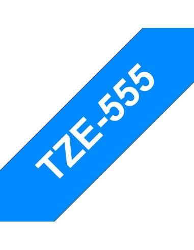 Brother TZe555 Cinta Laminada Generica de Etiquetas - Texto blanco sobre fondo azul - Ancho 24mm x 8 metros