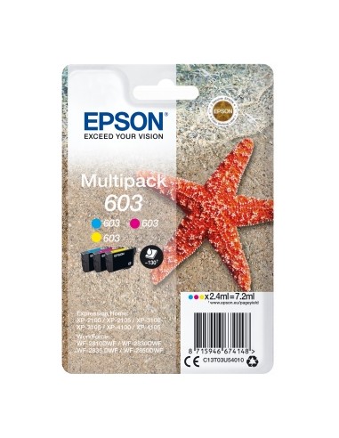 Epson 603 Pack de 3 Cartuchos de Tinta Originales - Cyan, Magenta, Amarillo - C13T03U54010