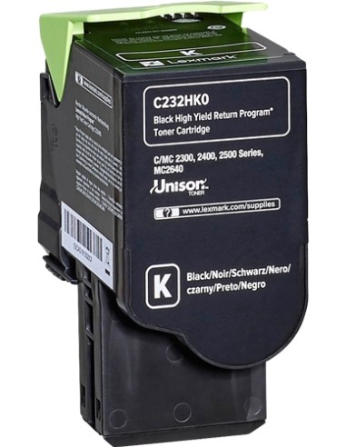 Lexmark C2325/C2425/C2535/MC2325/MC2425/MC2535/MC2640 Negro Cartucho de Toner Original - C232HK0