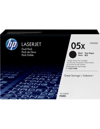 HP CE505X Negro Pack de 2 Cartuchos de Toner Originales - 05X