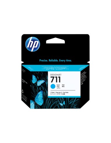 HP 711 Cyan Pack de 3 Cartuchos de Tinta Originales - CZ134A