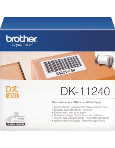 Brother DK11240 - Etiquetas Originales Precortadas Multiproposito Grandes - 102x51 mm - 600 Unidades - Texto negro sobre fondo 