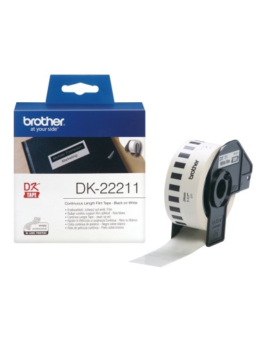 Brother DK22211 - Etiquetas Originales de TamaÃ±o personalizado - Ancho 29mm x 15,24 metros - Texto negro sobre fondo blanco