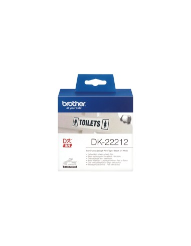 Brother DK22212 - Etiquetas Originales de TamaÃ±o personalizado - Ancho 62mm x 15,24 metros - Texto negro sobre fondo blanco