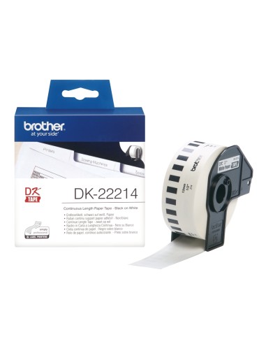 Brother DK22214 - Etiquetas Originales de TamaÃ±o personalizado - Ancho 12mm x 30,48 metros - Texto negro sobre fondo blanco