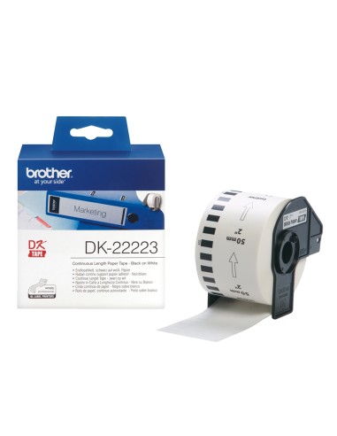 Brother DK22223 - Etiquetas Originales de TamaÃ±o personalizado - Ancho 50mm x 30,48 metros - Texto negro sobre fondo blanco