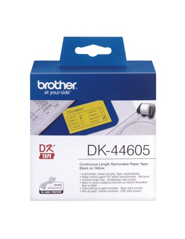 Brother DK44605 - Etiquetas Removibles Originales de Tamaño personalizado - Ancho 62mm x 30,48 metros - Texto negro sobre fondo