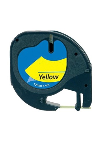 Dymo LetraTag S0721620 Cinta de Etiquetas Generica para Rotuladora - Texto negro sobre fondo amarillo - Ancho 12mm x 4 metros (
