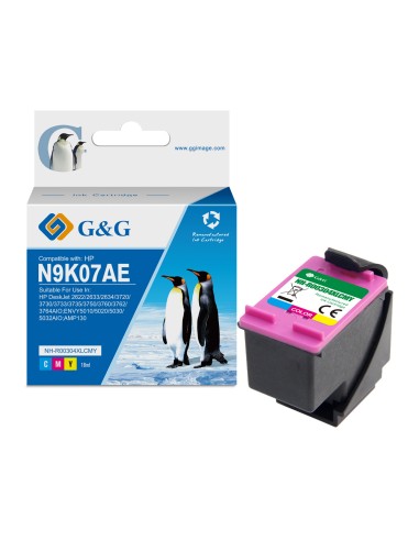 G&G HP 304XL Color Cartucho de Tinta Remanufacturado - Muestra Nivel de Tinta - Reemplaza N9K05AE/N9K07AE