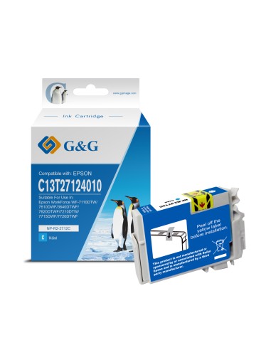 G&G Epson T2712/T2702 (27XL) Cyan Cartucho de Tinta Generico - Reemplaza C13T27124012/C13T27024012