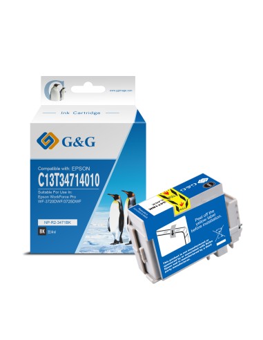 G&G Epson T3471/T3461 (34XL) Negro Cartucho de Tinta Pigmentada Generico - Reemplaza C13T34714010/C13T34614010