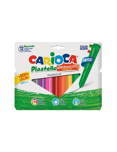 Lapices cera carioca jumbo triangular caja de 12 unidadescolores surtidos