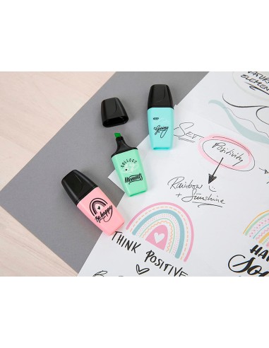 Rotulador stabilo boss mini pastel love estuche de 3 unidades fucsia helado naranja palido gris